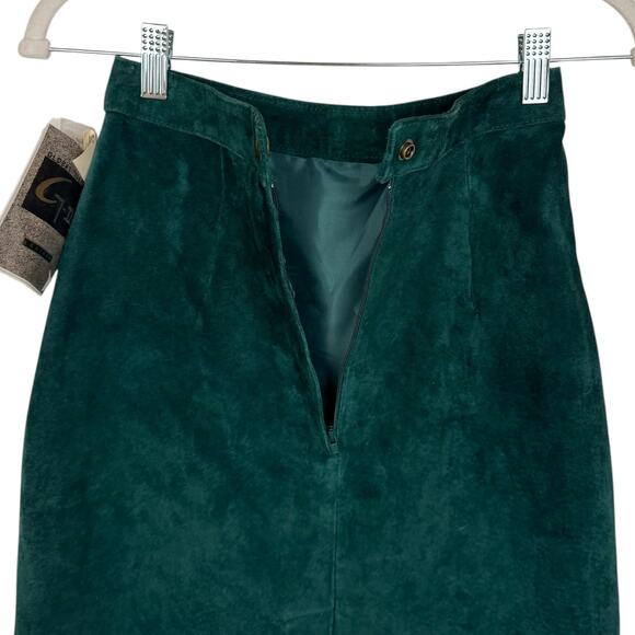 New G III Leather Vintage Suede Leather Classic Forest Green Skirt 3/4 Holidays - Picture 10 of 12